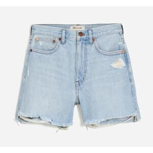 Madewell Relaxed Mid Length Denim Cutoff Step Hem Jean Shorts Blue 24 / 00